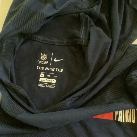 Nike NFL New England Patriots Cotton Tee Hoodie Helmet Long Sleeve XXL Mens - Picture 6 of 12